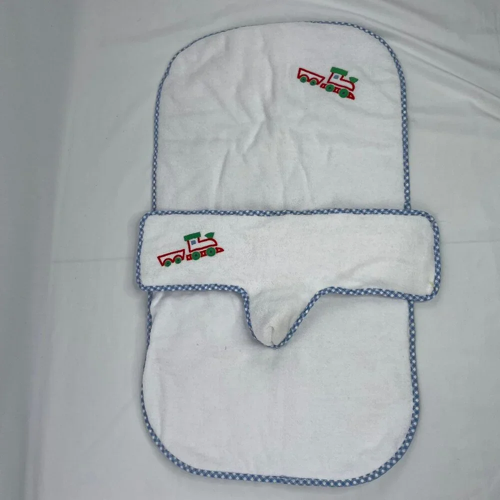 Baby Boy Pee Blocker Shield and Changing Pad Velcro Closure Trains 2-Piece Set